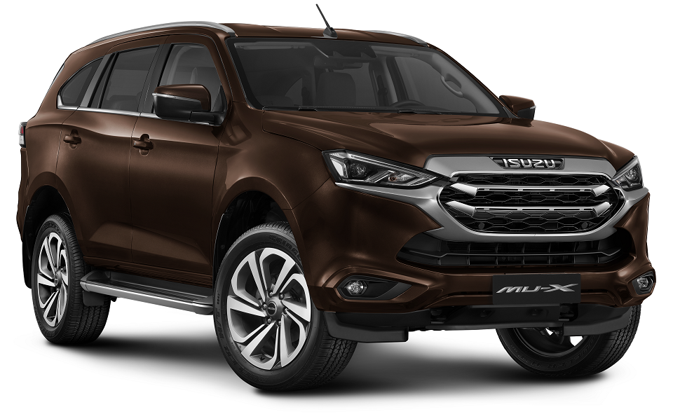 ISUZU mu-X ブラウンメタリック TAKE THE LEAD ON AND OFF THE ROAD WITH THE ALL-NEW ISUZU MU-X